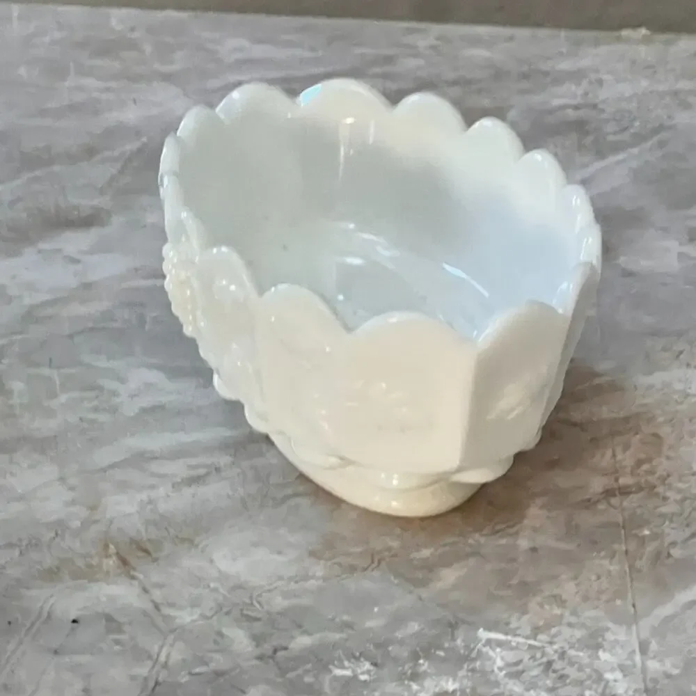 Westmoreland Milk Glass White Paneled Grape Candy Nut Dish 6.5 in